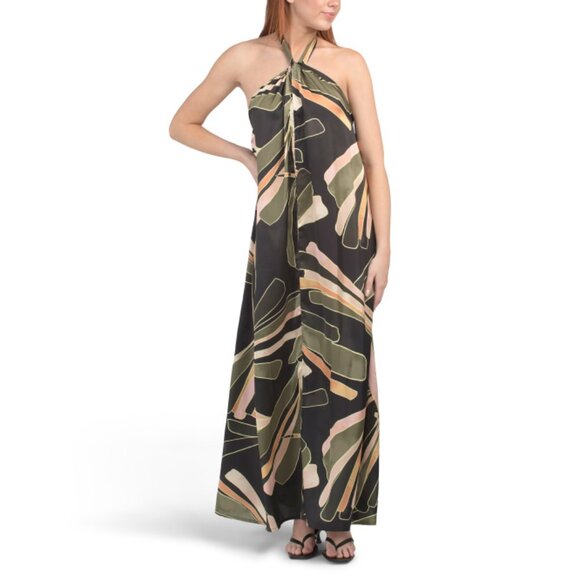 ELAN Black Maxi Halter Dress
